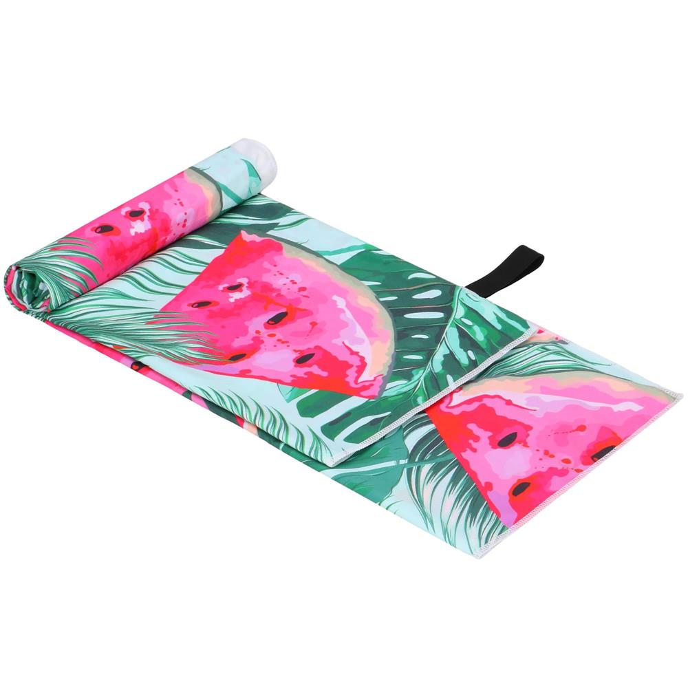 Prosop de plaja cu uscare de rapida, husa de transport, 90x180cm, model pepene verde [9]
