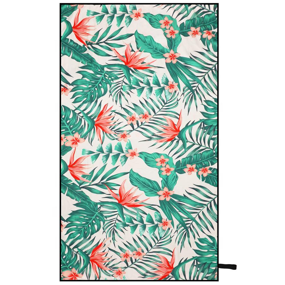 Prosop de plaja cu uscare de rapida, husa de transport, 90x180cm, model floral [8]