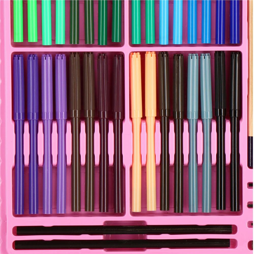 Set de pictura si desen pentru copii, 258 de piese, trusa plastic roz [9]