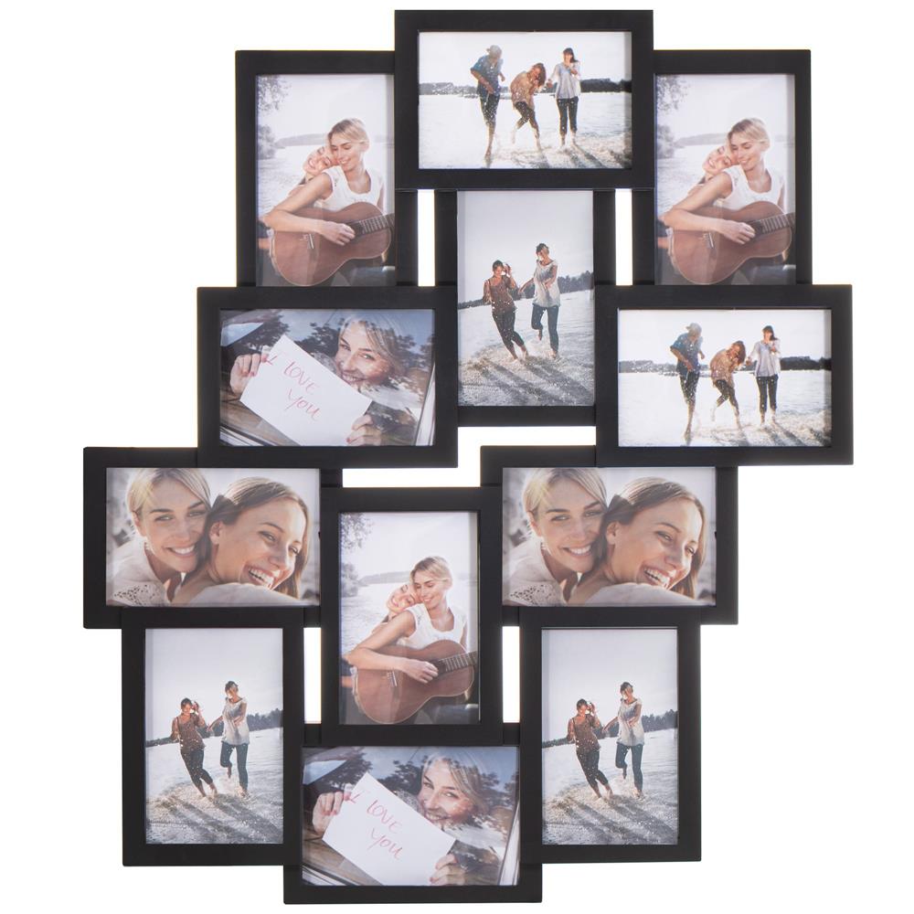 Rama foto de perete, colaj de 12 fotografii, 50x59cm, negru [8]