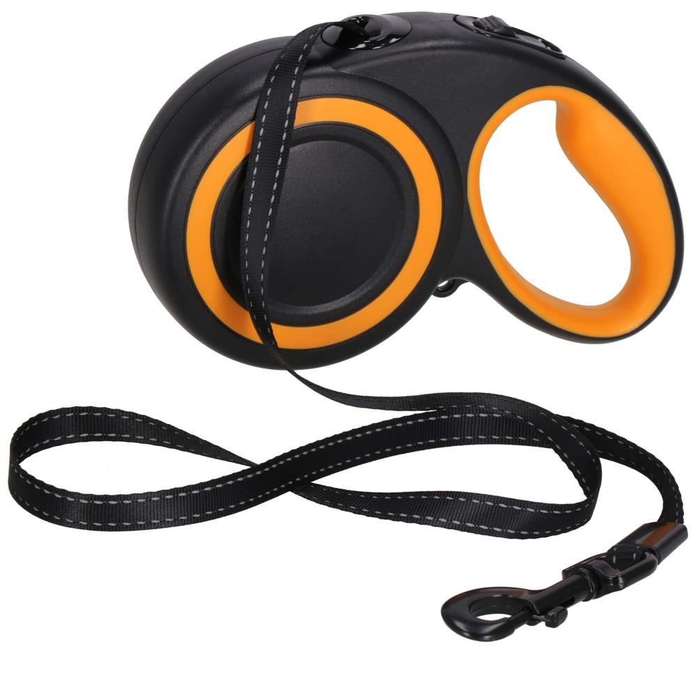 Disponibil livrare locker S - Lesa automata retractabila, pentru rase mari pana la 50kg, 500 cm, negru portocaliu