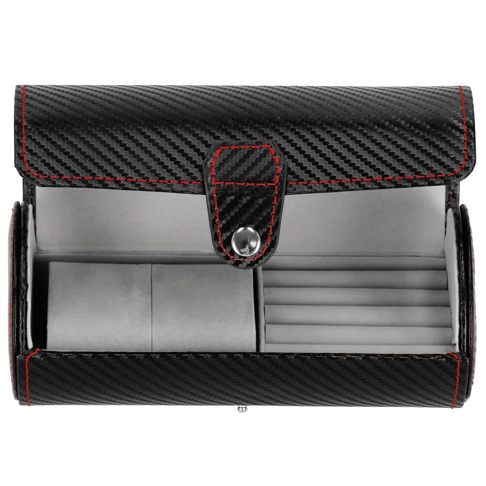 (DL) Cutie depozitare si organizare ceasuri si alte accesorii, MDF, piele ecologica, 20x9cm, negru [8]