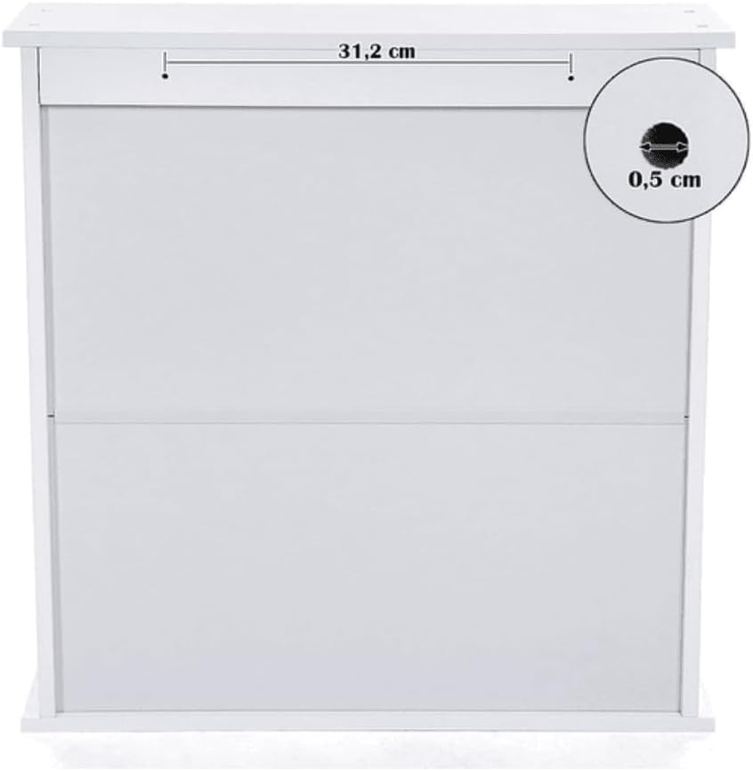 VASAGLE Dulap de baie de perete cu oglinda, 2 usi, compartiment deschis, rafturi reglabile, 13x56x58cm, alb [8]