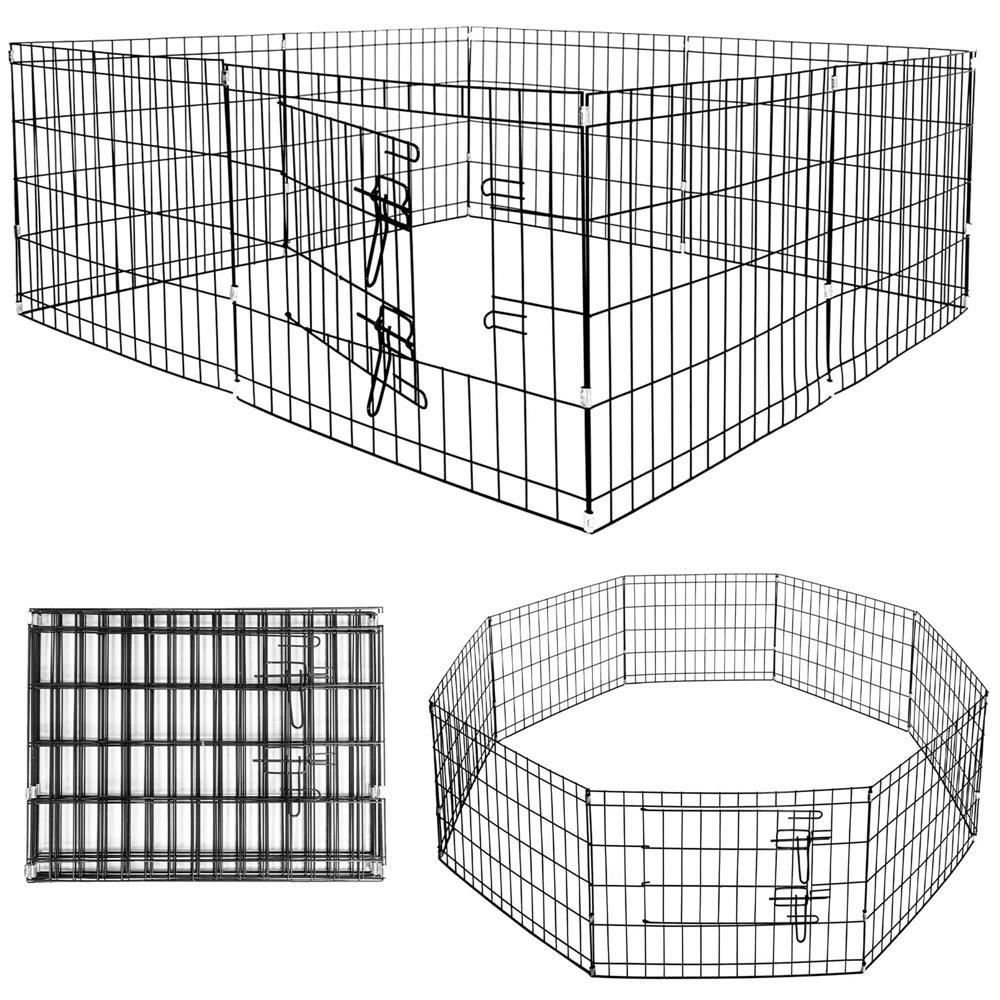 Tarc pentru animale de companie, din fier, forma configurabila, cu usa de acces, 3XL, 155x155x61cm, negru [6]