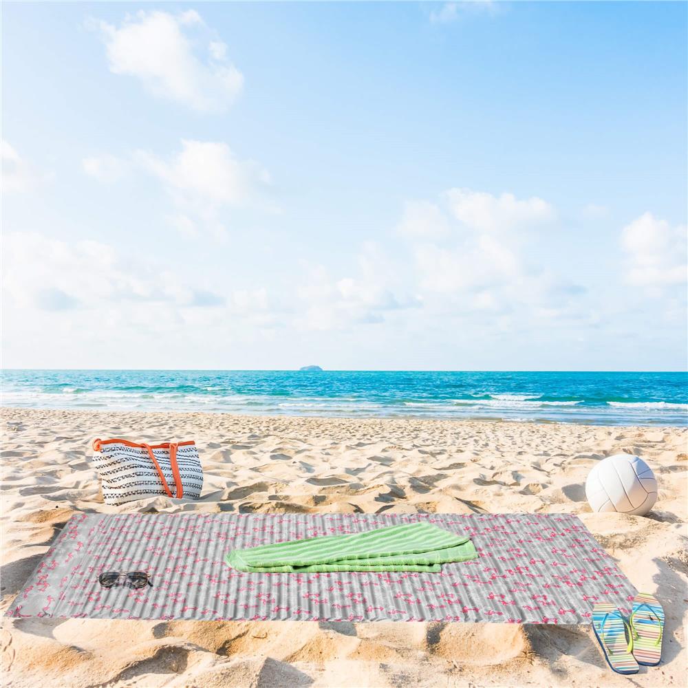 Saltea pentru plaja pliabila, din spuma, ultra-usoara, cu perna si maner de transport, 60x180cm, gri flamingo roz [8]