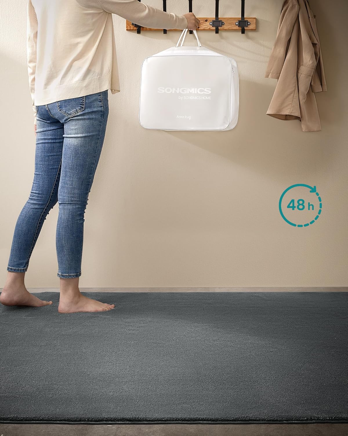 SONGMICS Covor decorativ antiderapant, lavabil la masina, 120x170 cm, gri [8]