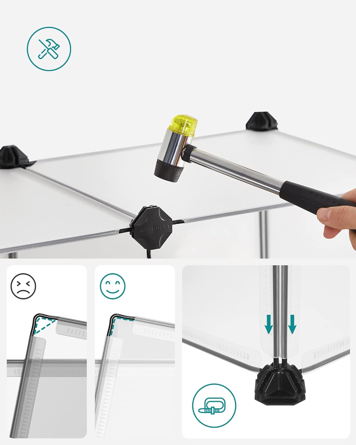 SONGMICS Tarc pentru animale mici rozatoare, din plastic, modulara DIY, 143 x 73 x 46 cm, alb [8]