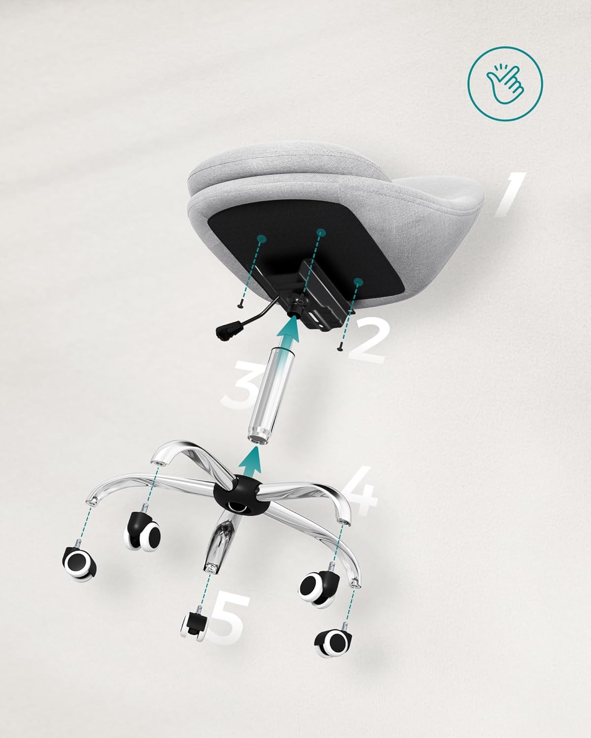 SONGMICS Scaun de birou ergonomic, inaltime reglabila, 60x60x(80-90) cm, gri [8]