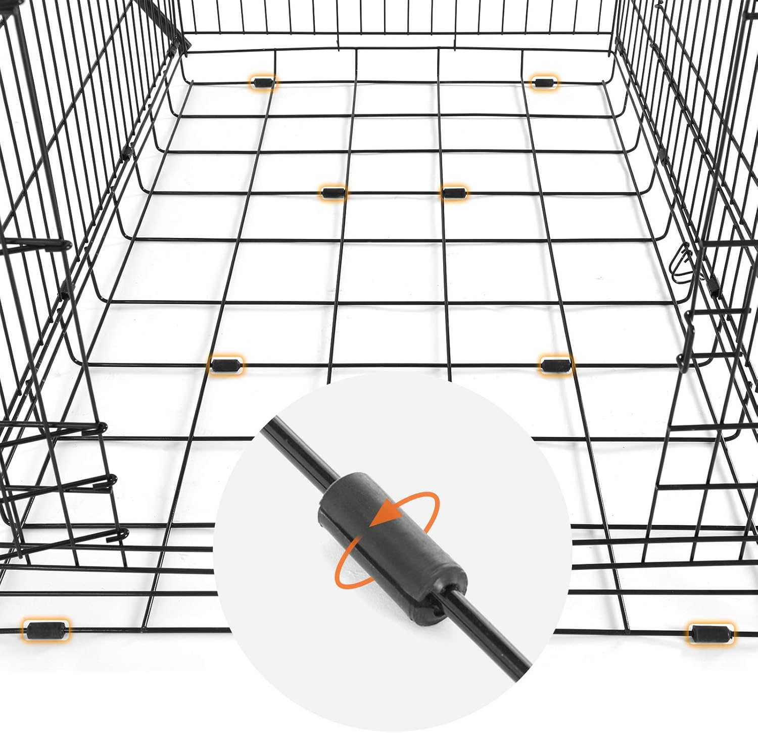 FEANDREA Cusca pentru animale, 2 usi, pliabila din metal, perete separator si tava detasabile, XL, 107x70x78cm, negru [8]