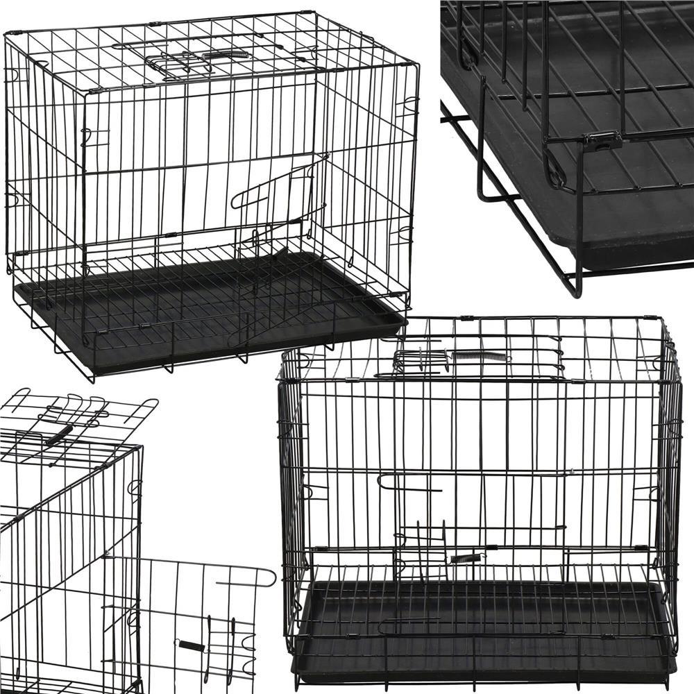 Cusca pentru animale, 2 usi, Pliabila din metal, M, Negru, 50x42x34 cm [8]