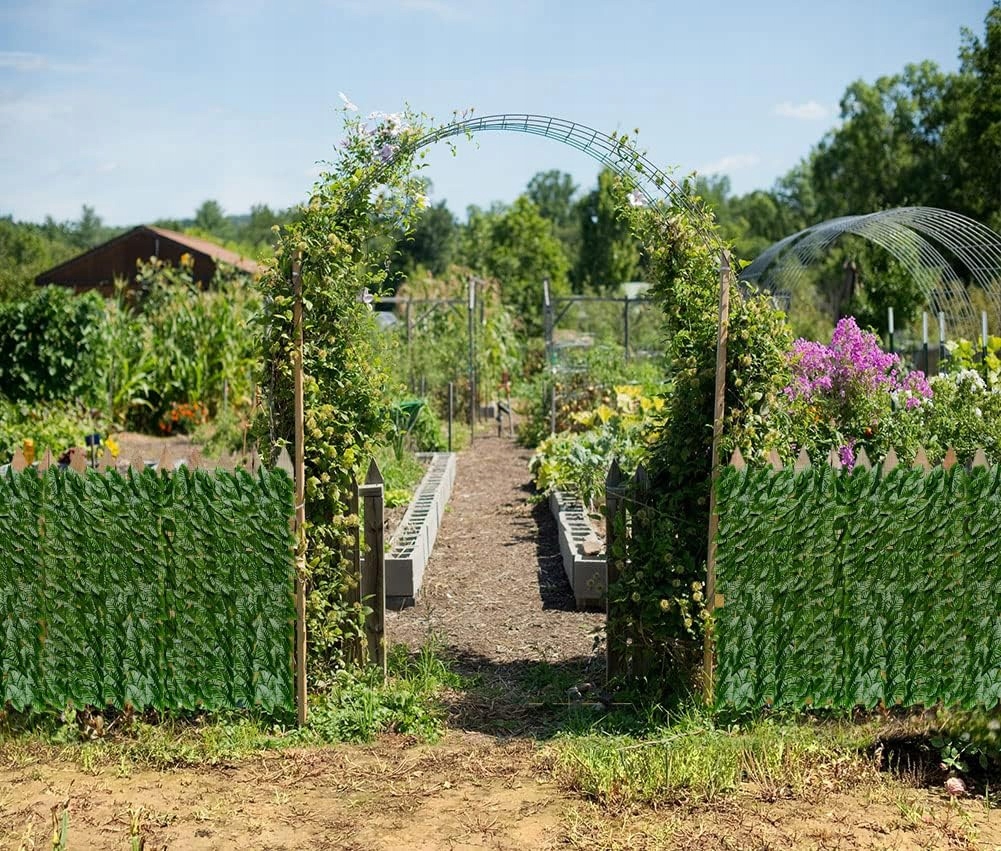 Panou paravan cu frunze artificiale pentru gard sau balcon, 100x500cm, verde [9]