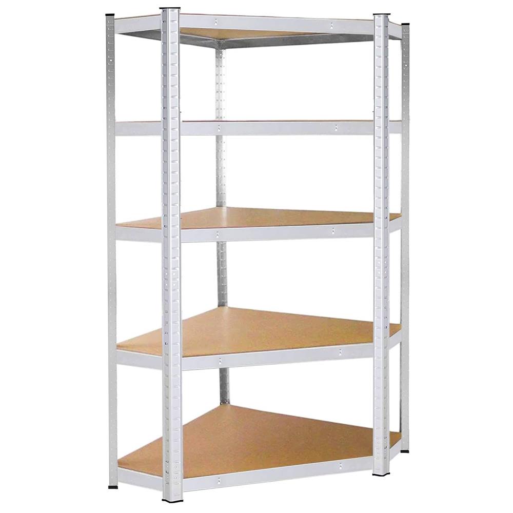 Rafturi depozitare - Raft de colt cu cadru metalic modular pentru depozitare, 5 polite, 180x90x40cm, sarcina 875kg