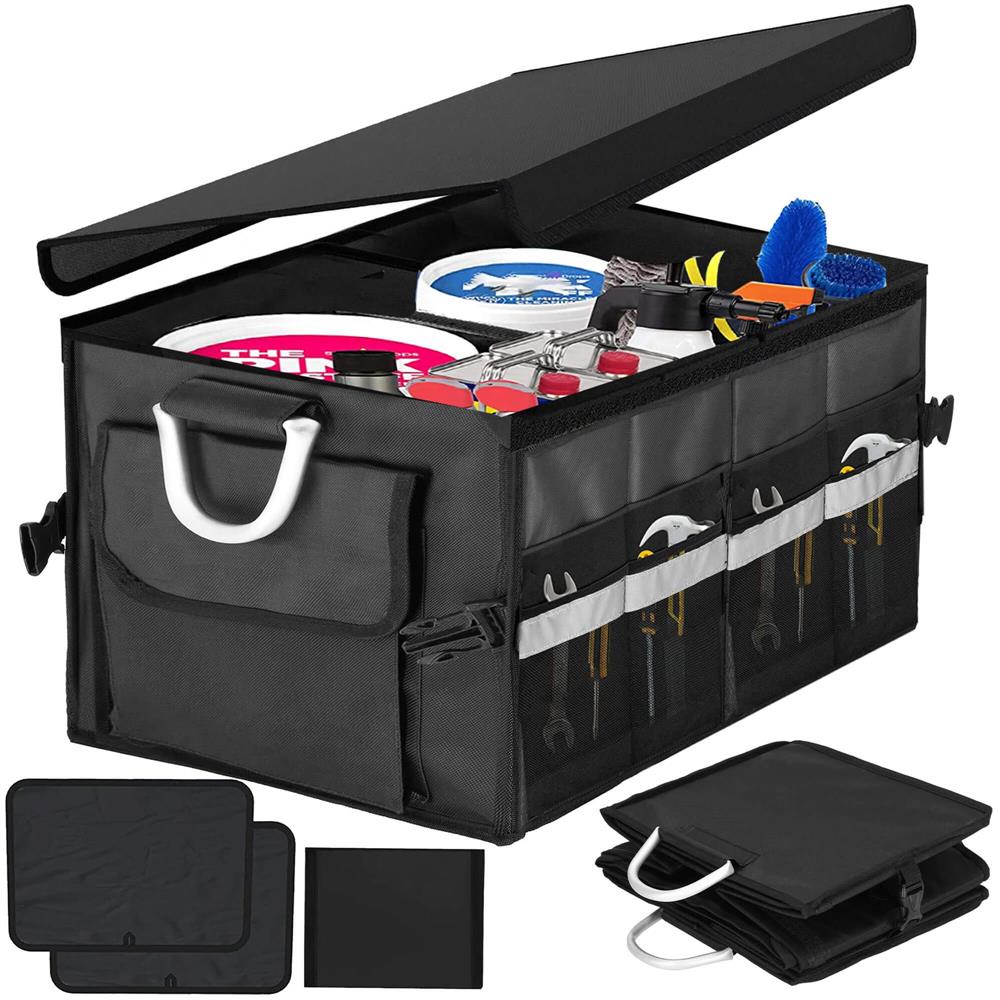 Organizator pentru portbagaj tip lada, cu buzunare laterale, pliabil, 30x58x33cm, negru [14]