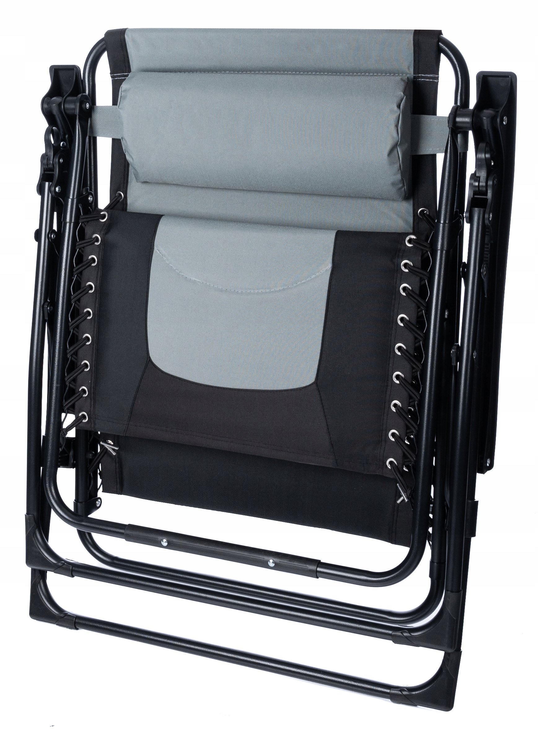 Sezlong scaun pliant plaja sau gradina, Siesta, gravitatie zero, cu tetiera, 175x75x110 cm, negri gri [8]