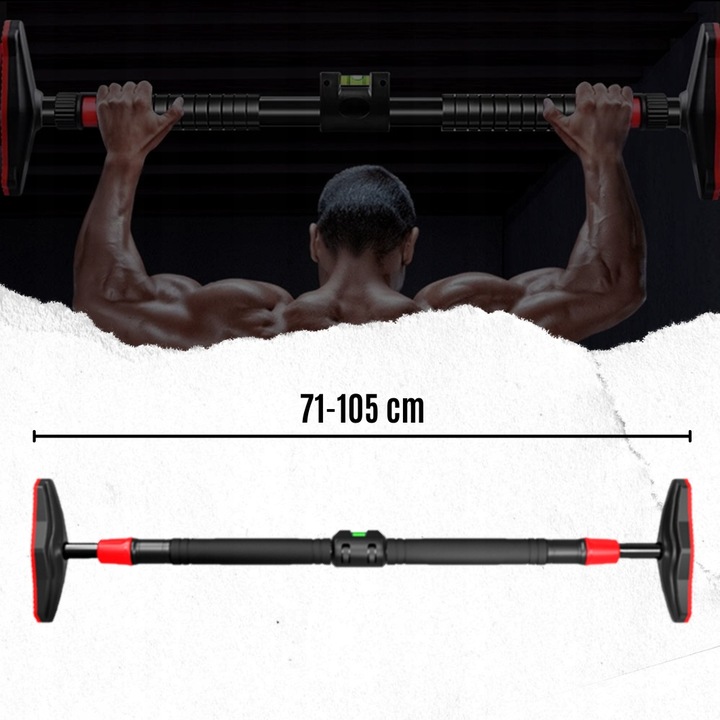 Bara tractiuni telescopica pentru usa, din otel cu capete cauciuc, lungime 71-105 cm [8]