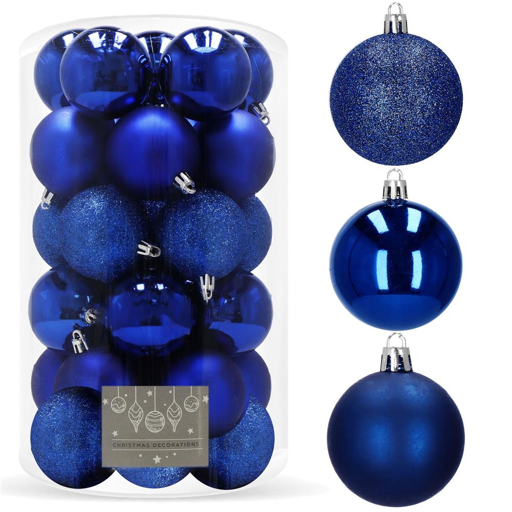 Set globuri de Craciun, 30 bucati, 3 modele, 6cm, albastru [8]