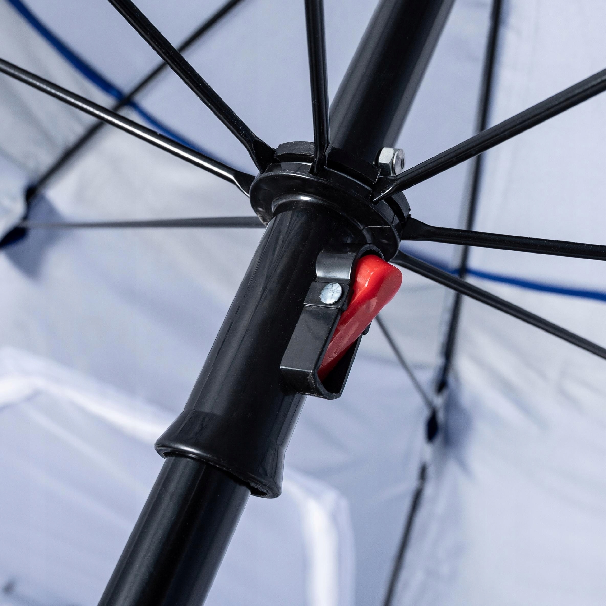 Umbrela plaja 3in1 215x205 cm, cu paravan lateral, fereastra si husa transport, material UV, albastru [8]