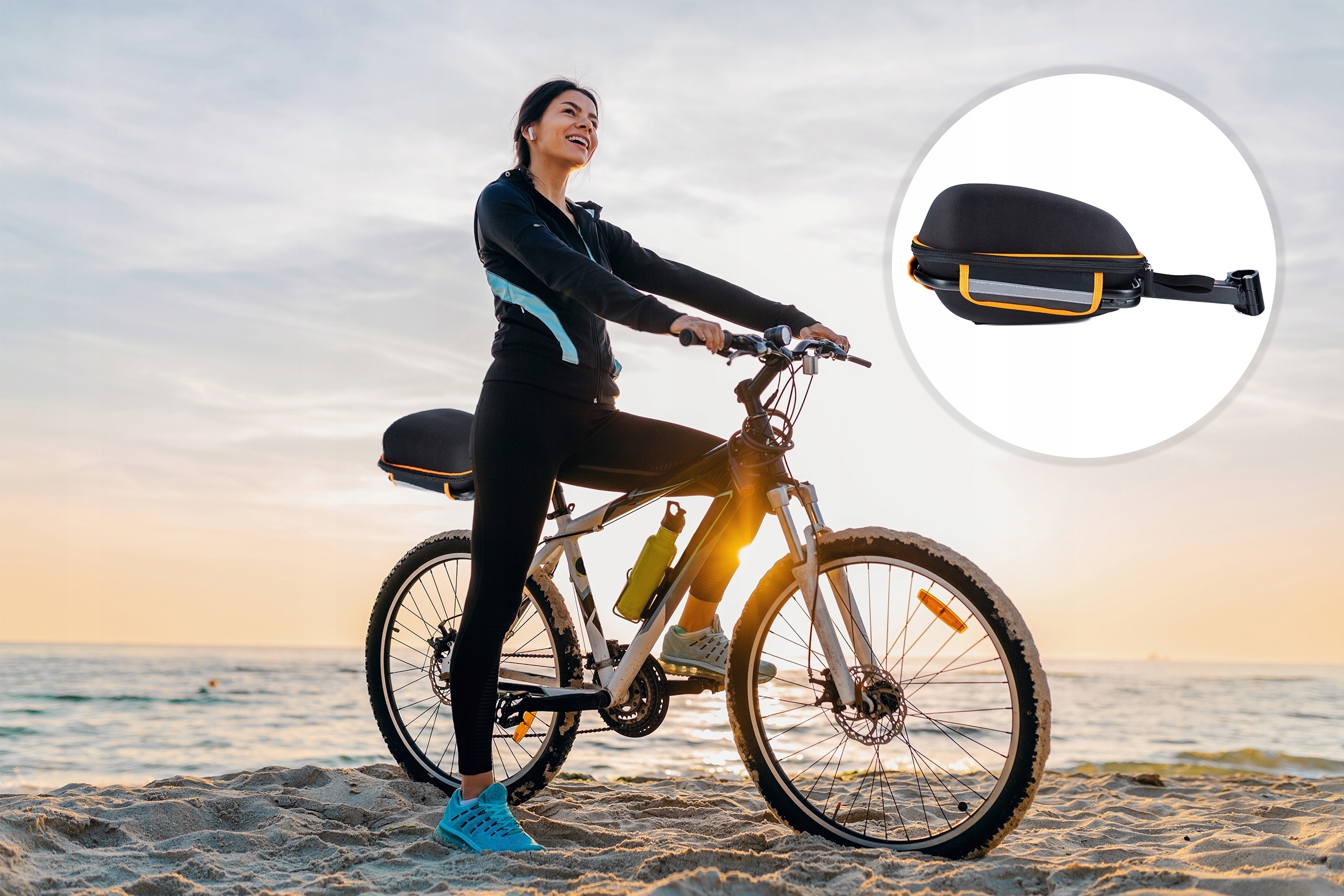 Geanta bicicleta cu prindere pe portbagaj tija sa 28x19x17 cm, 10L, poliester, borseta spate cu suport aluminiu, negru [8]