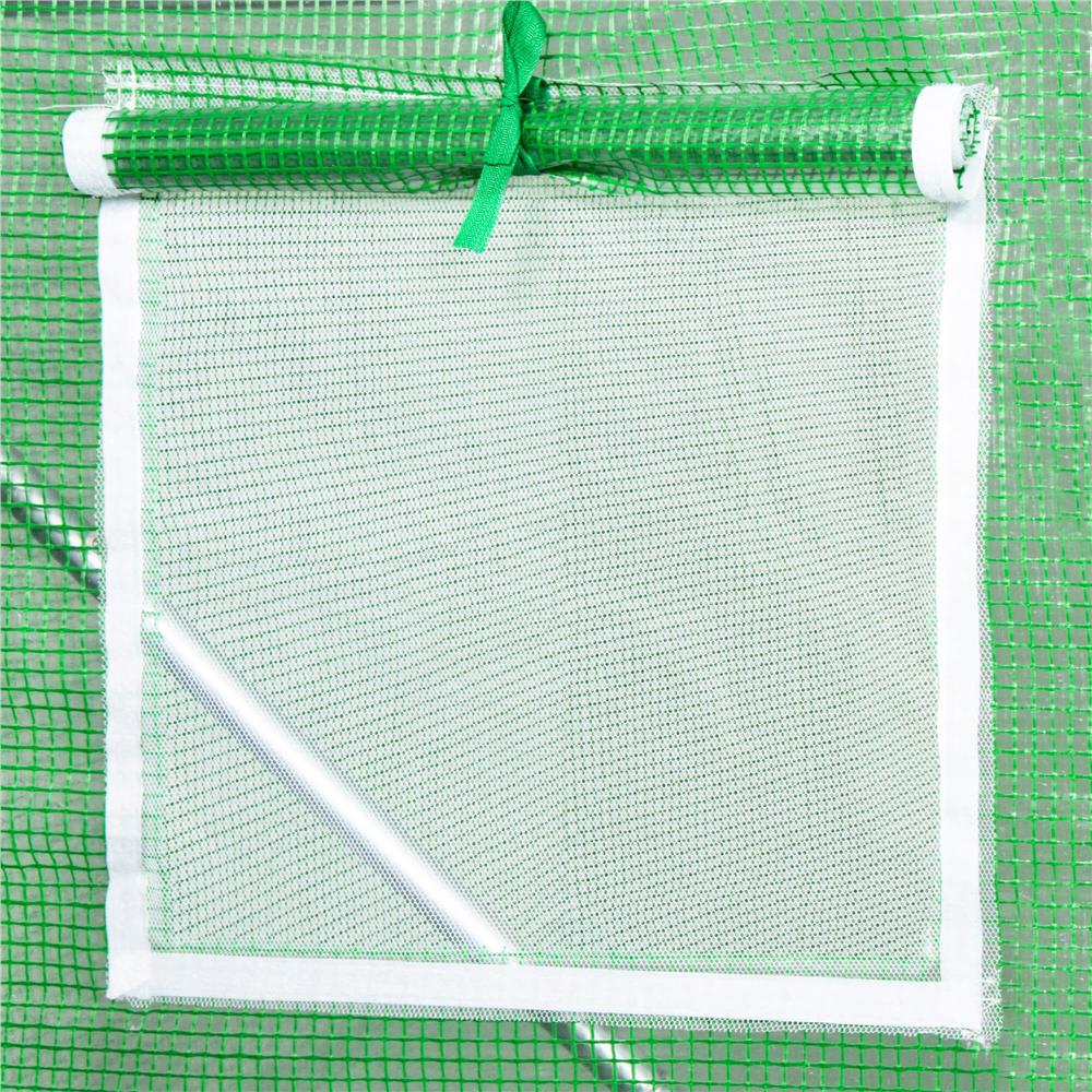 Folie inlocuire pentru sera 300x200x200 cm, PE 140g/mp cu plasa PP, UV4, 6 ferestre si usa cu fermoar, verde [8]