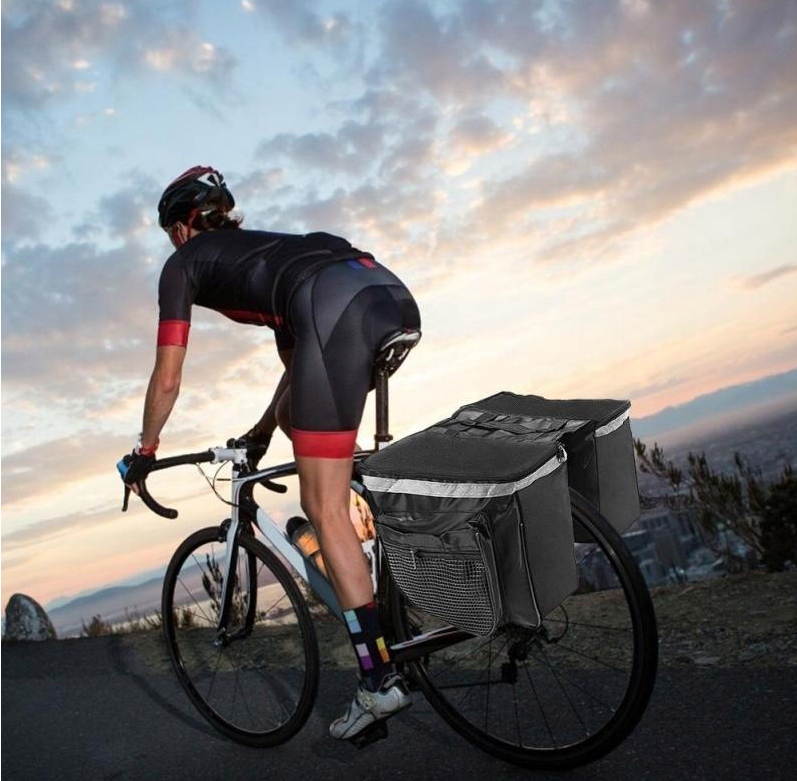 Geanta bicicleta spate 34x12x32 cm, 20L, poliester impermeabil, prindere pe portbagaj, negru [7]