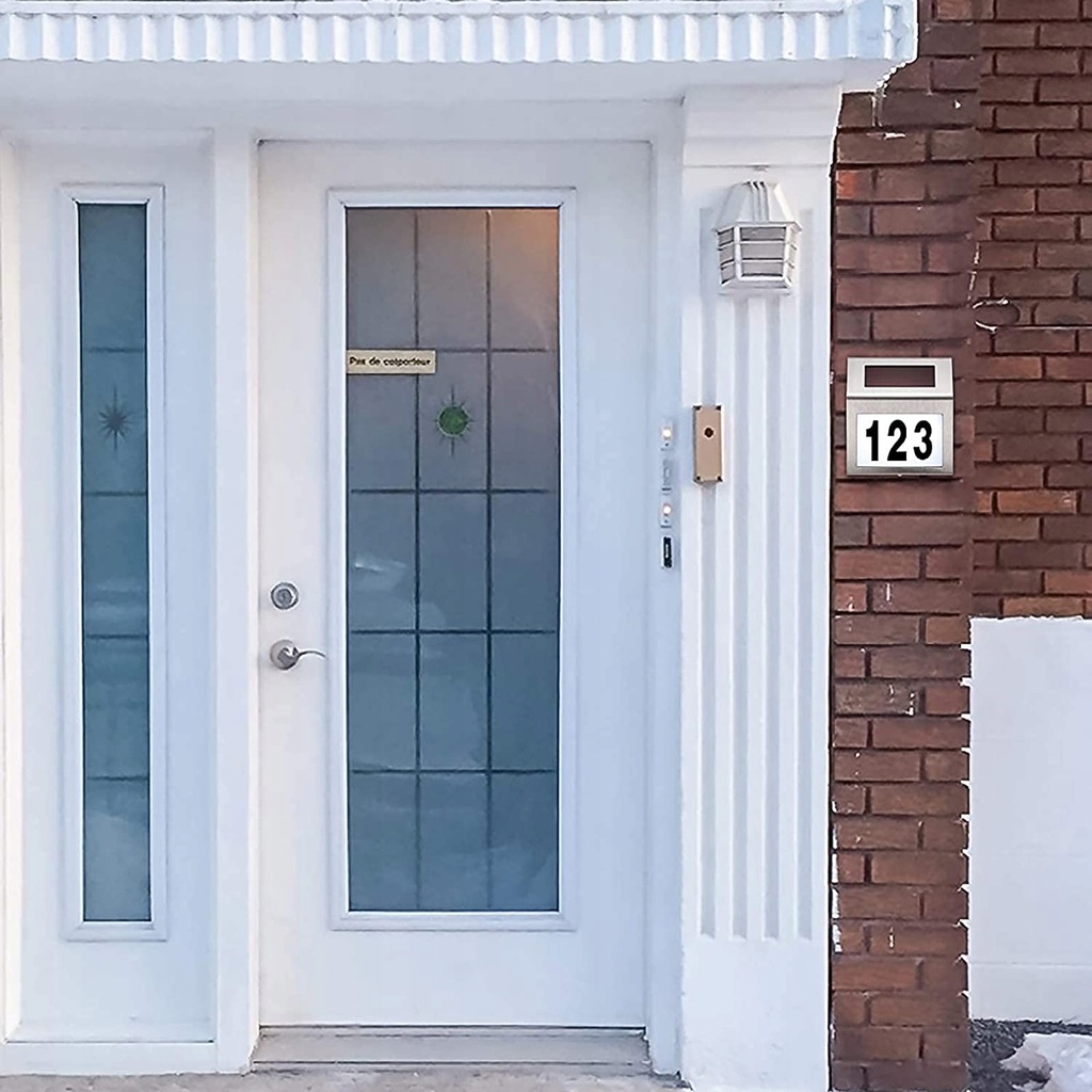 Lampa solara LED afisare numar de casa, inox, kit montare inclus, 20x18x3 cm [7]