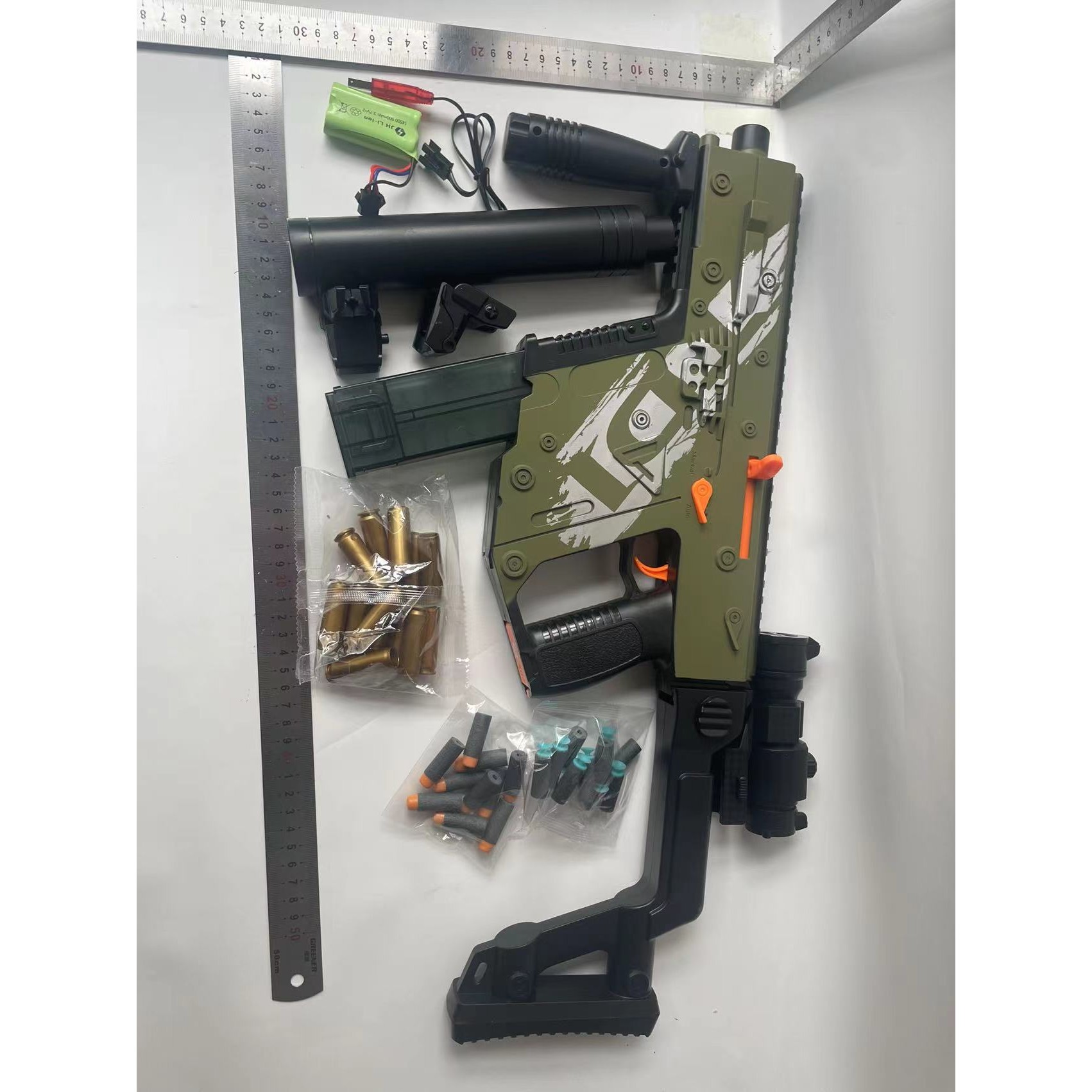 Pusca de Jucarie Cameleon Ultrarealista, , cu Luneta, 20 de Proiectile din Spuma Moale, 10 Cartuse, 80 cm, 8 ani+, Verde [2]