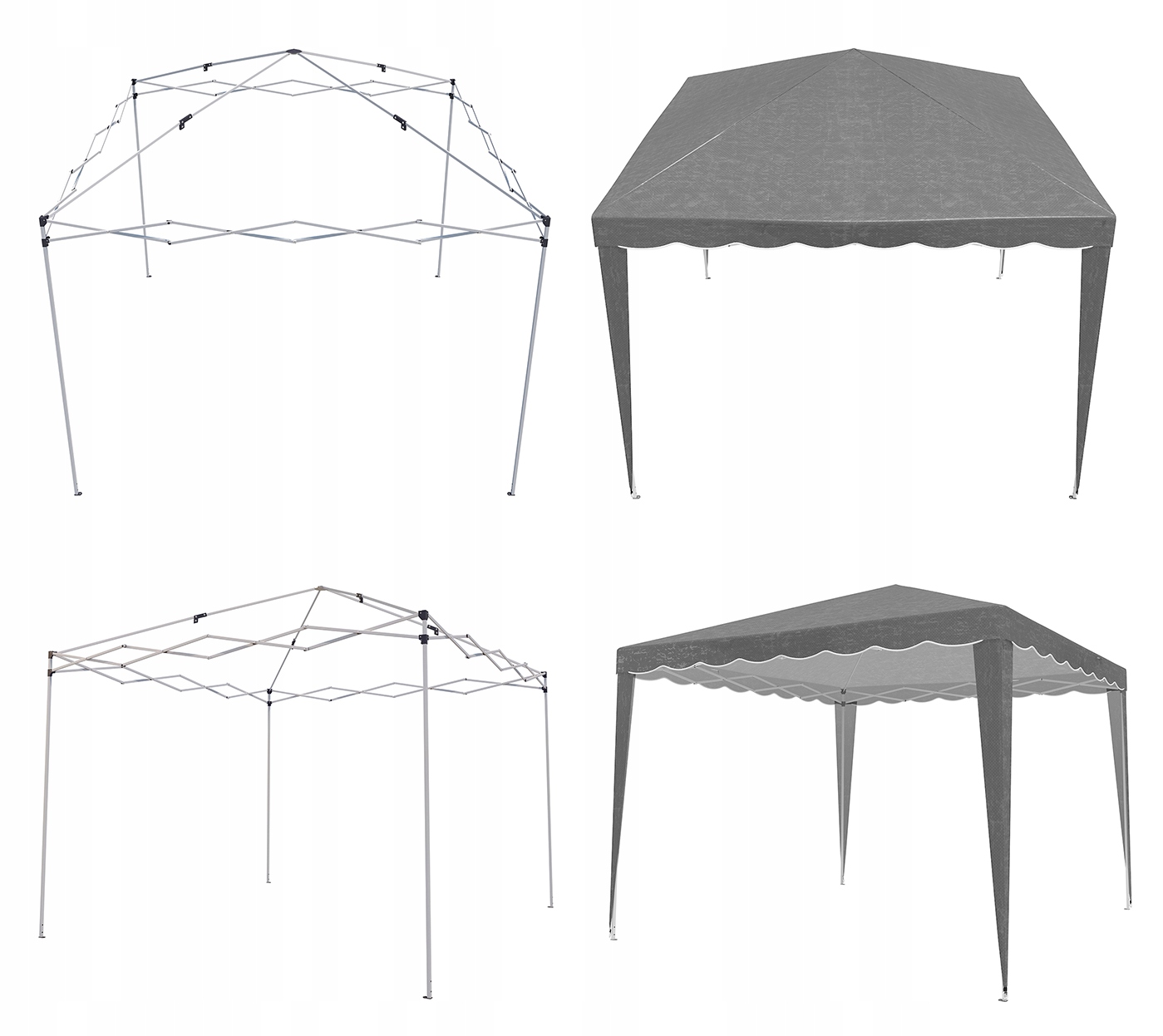 Cort pavilion de gradina pliabil automat pop-up, impermeabil, cu protectie UV, 300x300cm, gri [9]