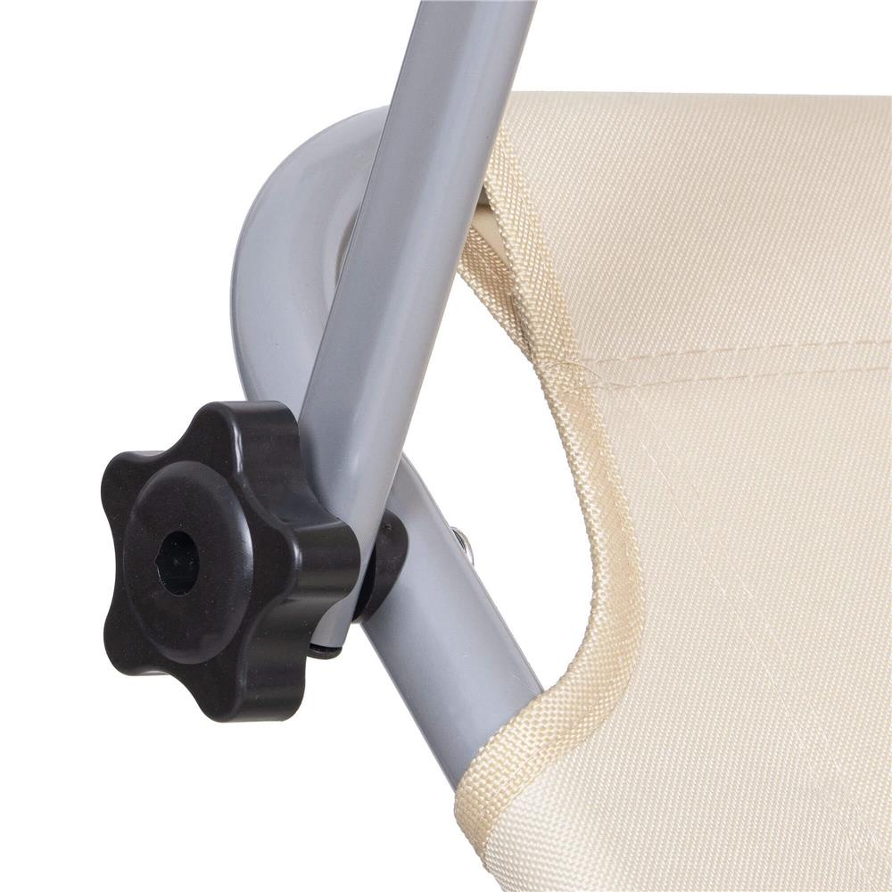 Sezlong pliabil cu parasolar, 188x57x38cm, sarcina 120kg, crem [7]