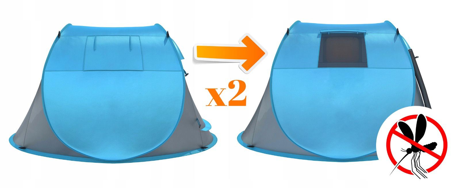 Cort plaja si picnic Sersimo, protectie UV, 210x130x90 cm, albastru gri [8]