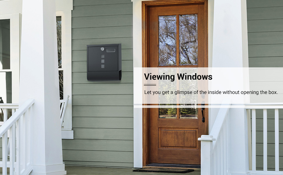 SONGMICS Cutie postala de exterior, pentru gard sau perete, din otel zincat, cu incuietoare, 31x10x34cm, gri [9]