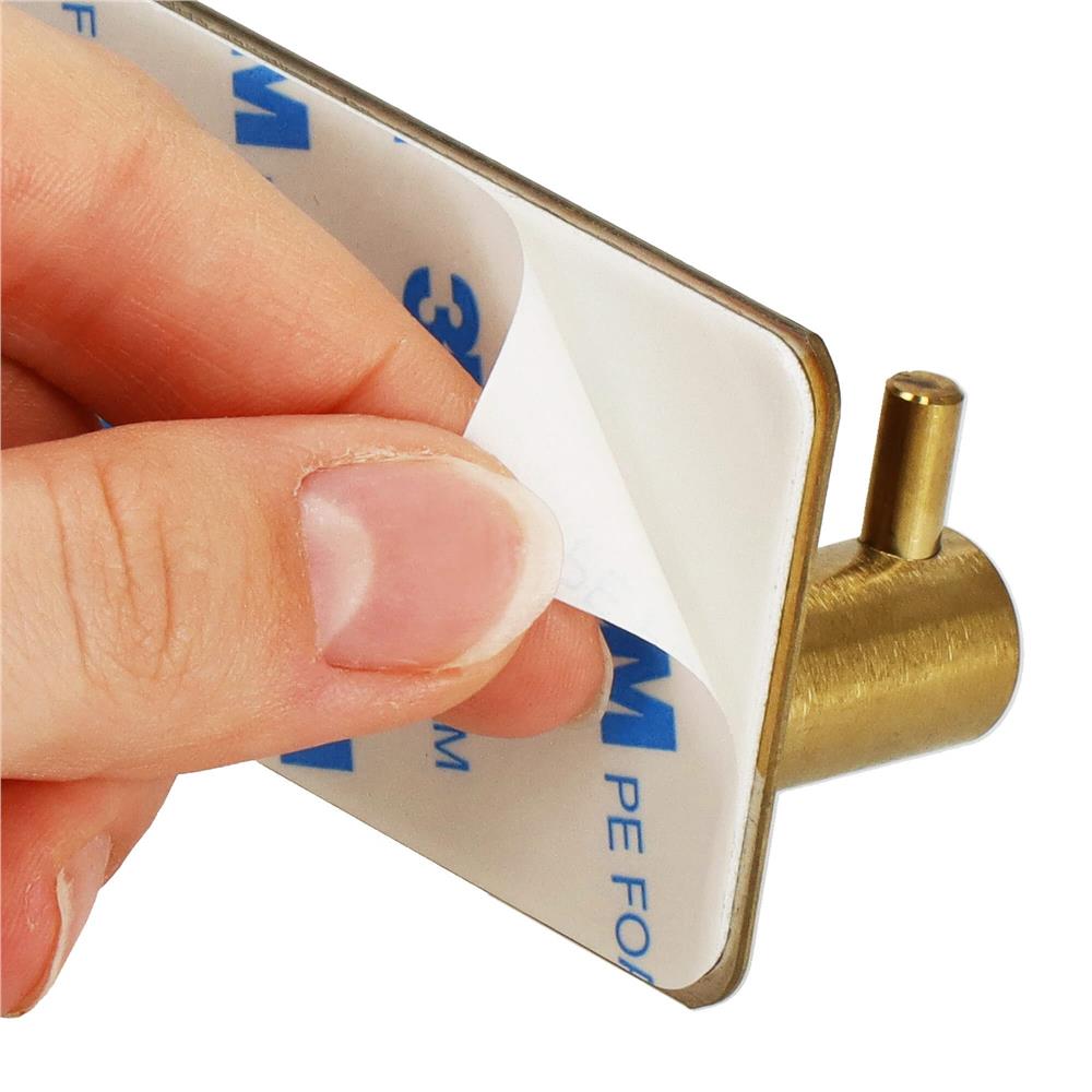 Cuier de baie pentru prosoape, montare fara gaurire, otel, 3 agatatori, 18x4.5cm, auriu [9]