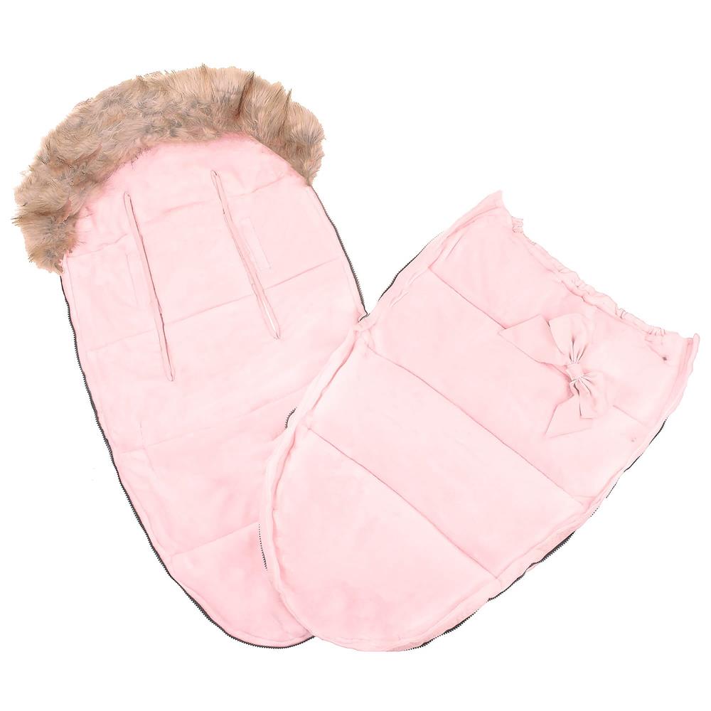 Sac iarna de bebelusi pentru carucior, marime universala, cu gluga, 90x45cm, roz [9]