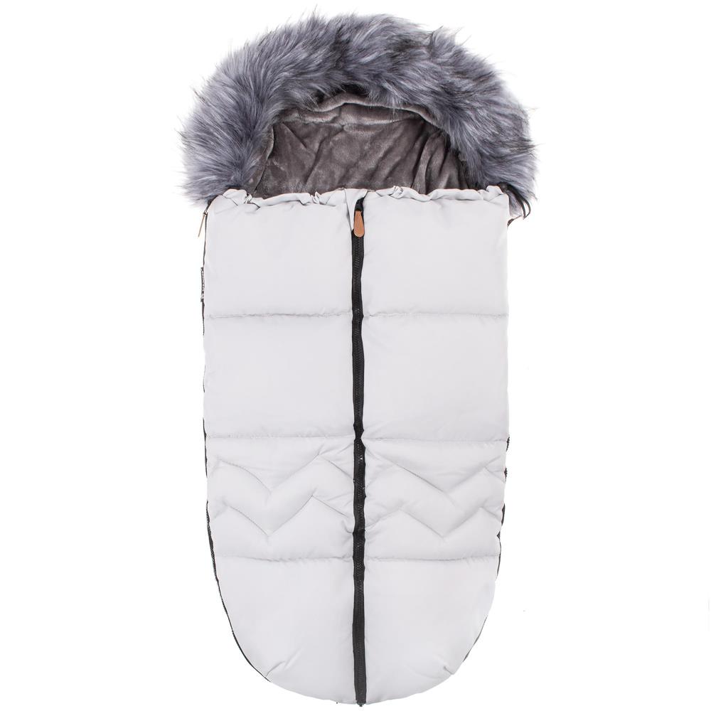 Disponibil livrare locker S - Sac iarna de bebelusi pentru carucior, marime universala, cu gluga, 90x45cm, gri