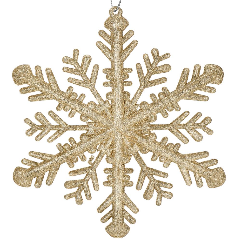 Accesorii Brad - Decoratiune brad fulg de zapada, 30cm, auriu cu sclipici