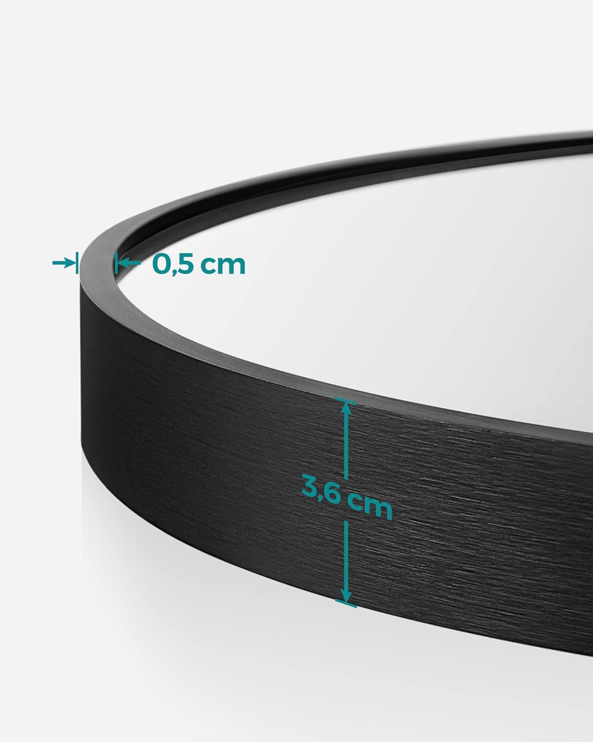 Oglinda de perete SONGMICS, oglinda rotunda, oglinda de baie, diametru 61 cm, cadru metalic, pentru sufragerie, dormitor, baie, hol, negru [9]