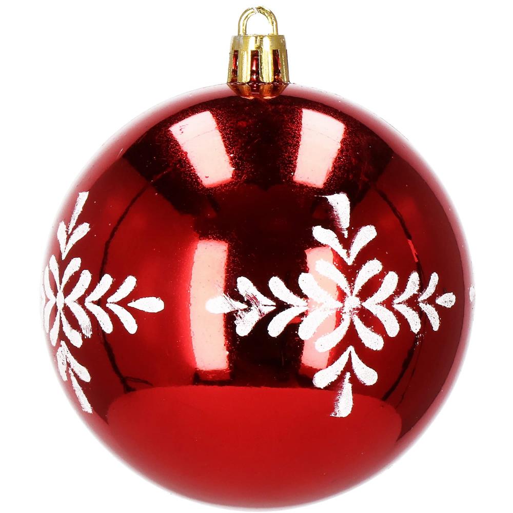 Set globuri de Craciun, 16 bucati, 8cm, 8 modele, rosu alb [9]