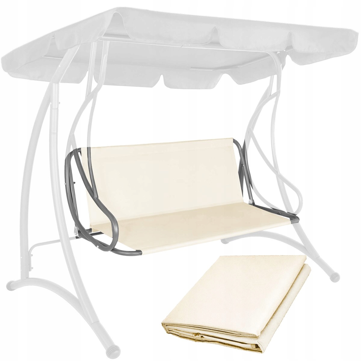 Husa din panza pentru leagan de gradina mare, sezut si spatar, 130x100cm, bej [9]