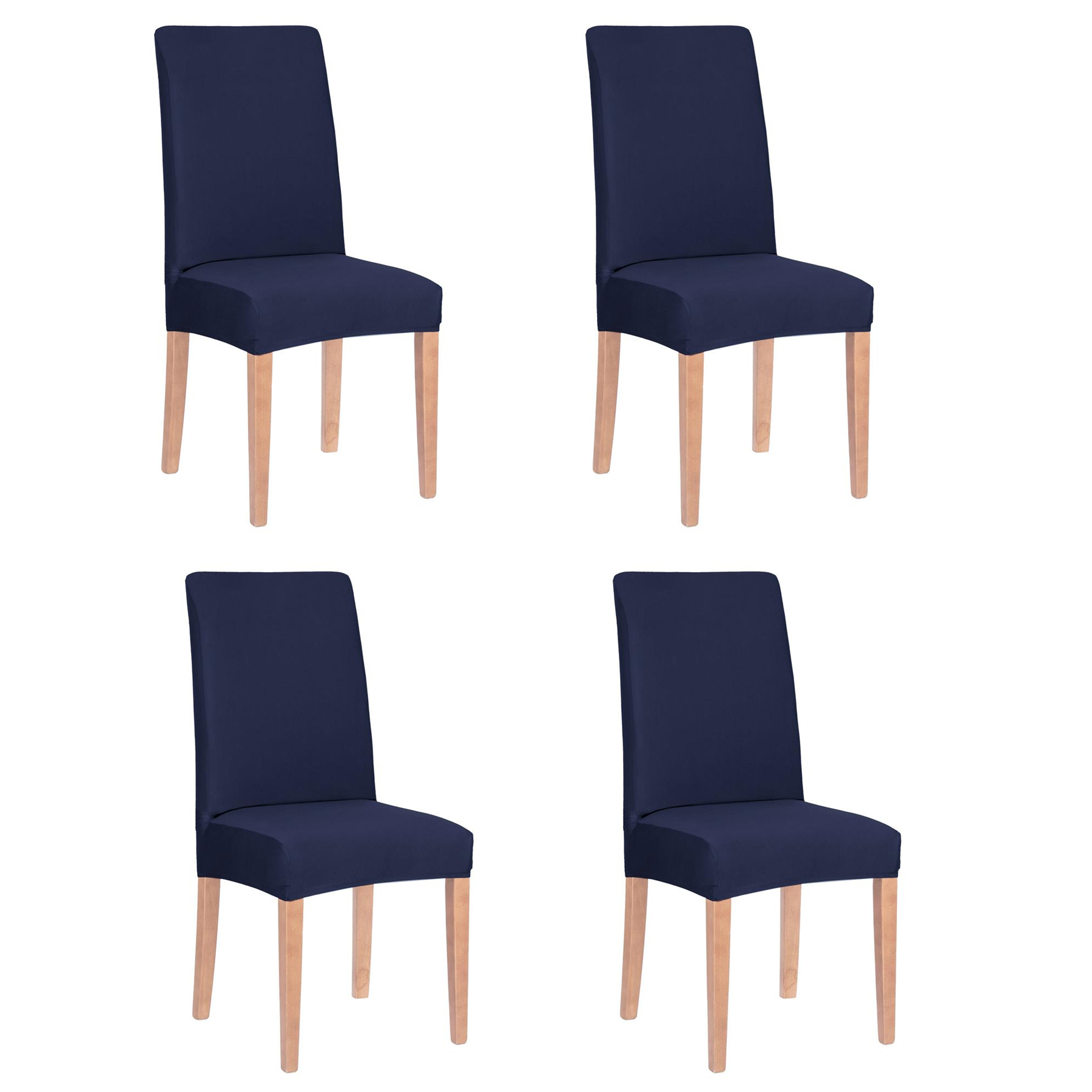 Disponibil livrare locker S - Set 4 huse universale pentru scaun, marime universala, poliester si spandex, 45 x 60 cm, bleumarin