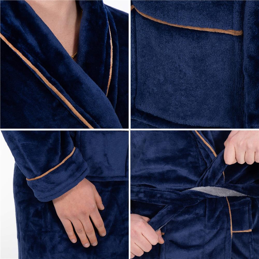 Halat de baie pentru barbati pana la genunchi, marimea XXL, albastru marin [10]