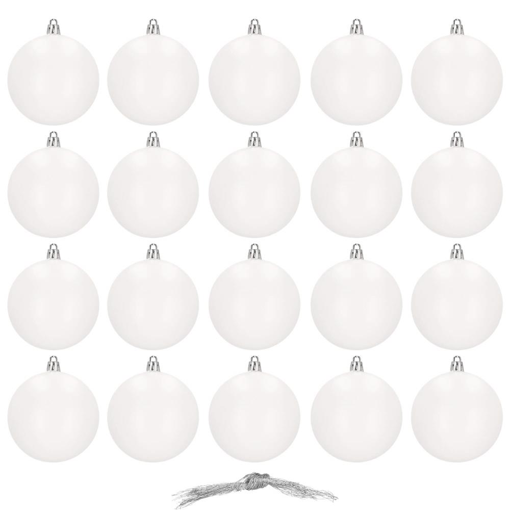 Set globuri de Craciun, 20 bucati, 8cm, alb mat [9]