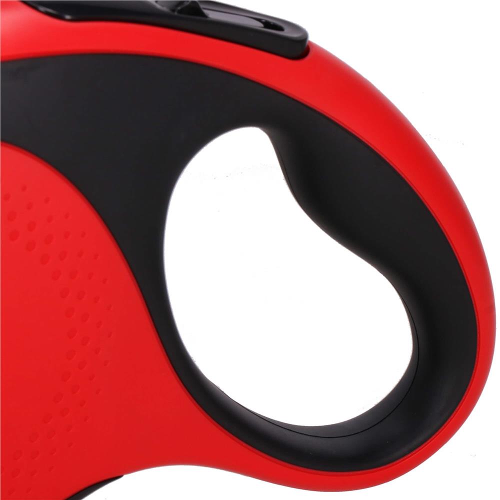 Lesa automata retractabila, pentru rase mari pana la 50kg, 500 cm, suport saci, negru rosu [10]