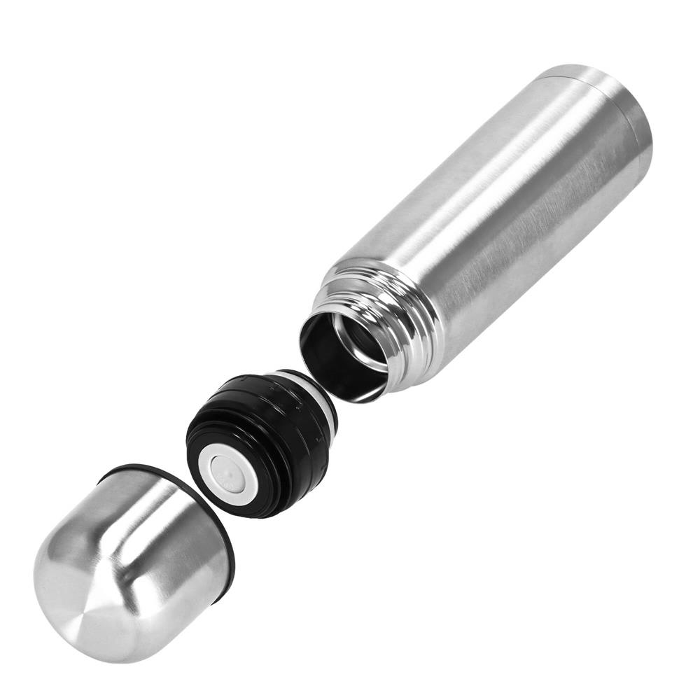 Cana termos cu pahar, perete din inox dublu izolat, 500ml, 24cm, argintiu [9]