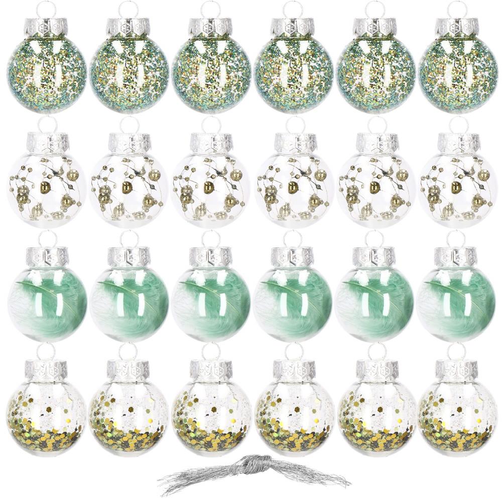 Set globuri de Craciun Inedit, 24 bucati, 5cm, transparente si verde [9]