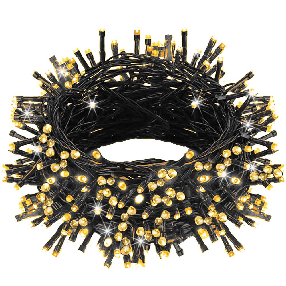 Instalatie lumini pentru bradul de Craciun, 17,5 metri, 300 LED-uri, 8 functii, alb cald [8]