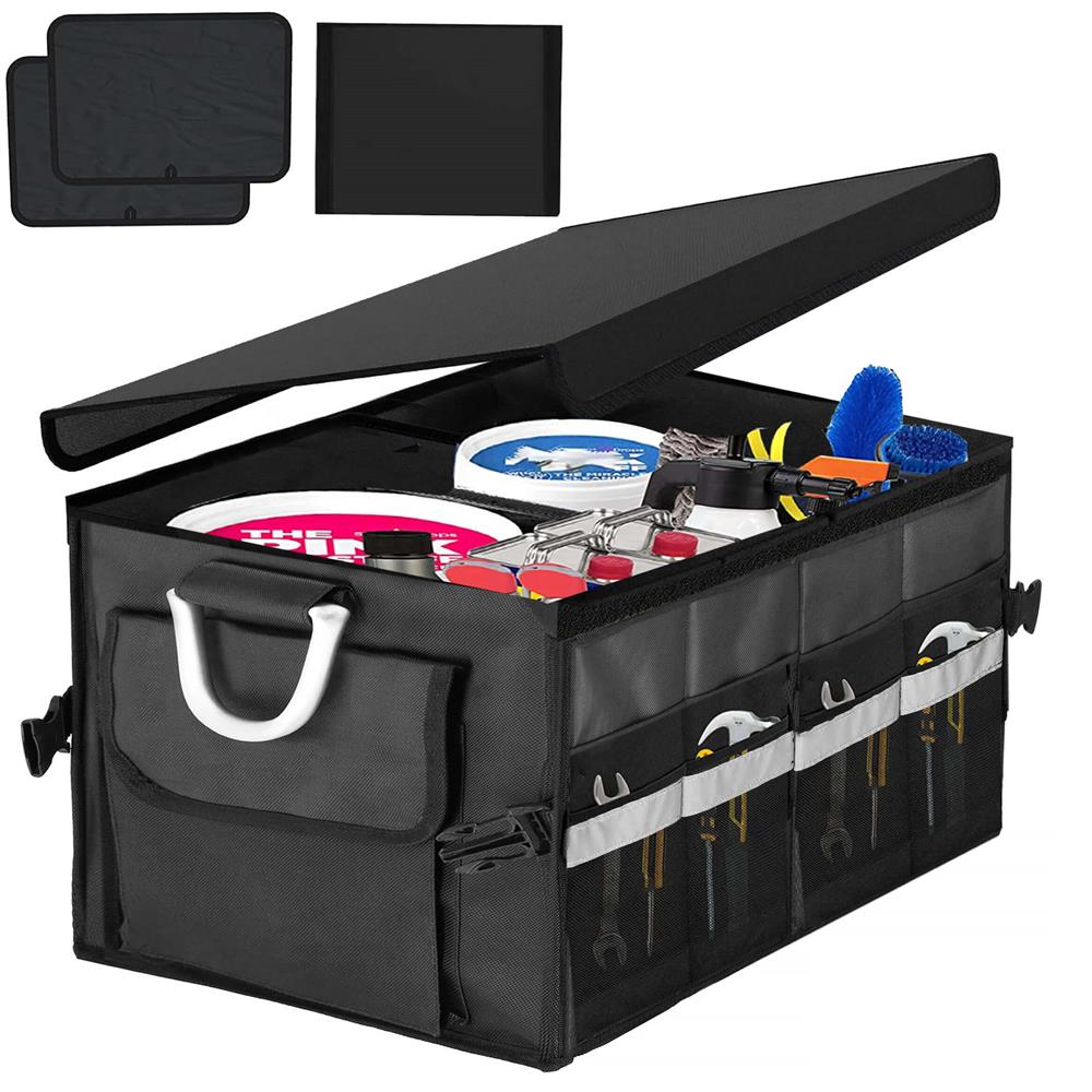 Organizator pentru portbagaj tip lada, cu buzunare laterale, pliabil, 30x58x33cm, negru [13]