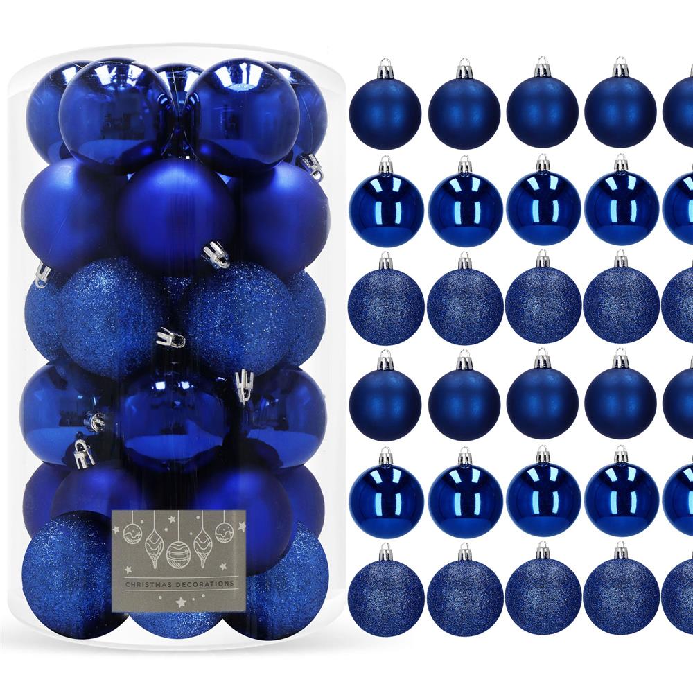 Set globuri de Craciun, 30 bucati, 3 modele, 6cm, albastru [9]