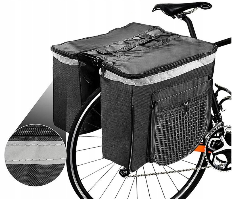 Geanta bicicleta spate 34x12x32 cm, 20L, poliester impermeabil, prindere pe portbagaj, negru [8]