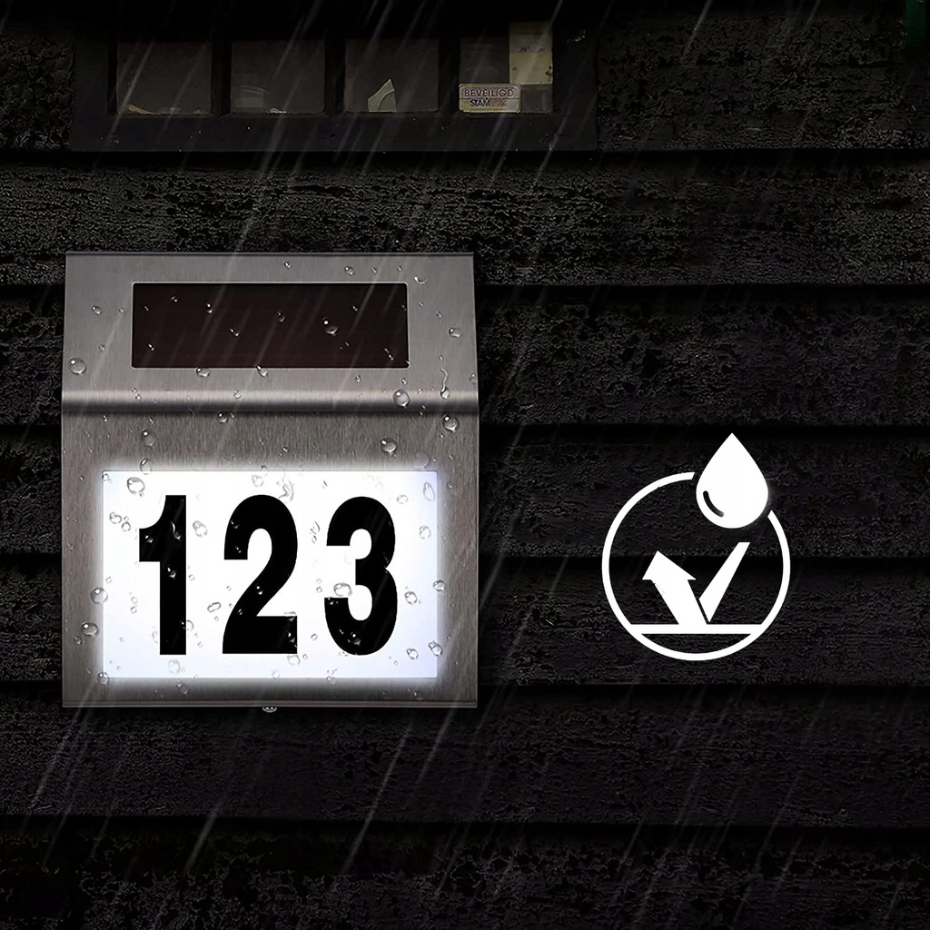 Lampa solara LED afisare numar de casa, inox, kit montare inclus, 20x18x3 cm [8]