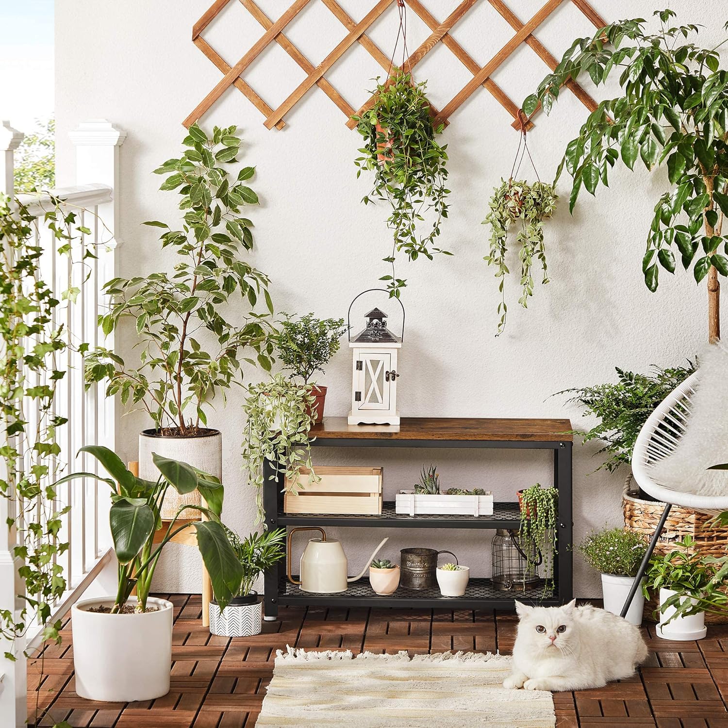 VASAGLE Raft pentru pantofi cu 2 polite, 73x30x45cm, otel, stil industrial, maro rustic si negru [8]