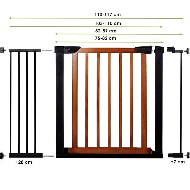 Poarta de siguranta Safety Gate pentru scari, ajustabila 111-117 cm, din otel si lemn, negru maro [7]